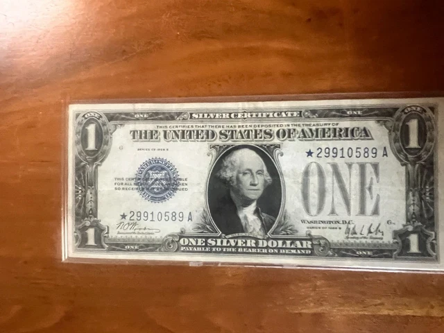 Star Note 1928 B Series $1 Silver Certificate United States Note Funny Back