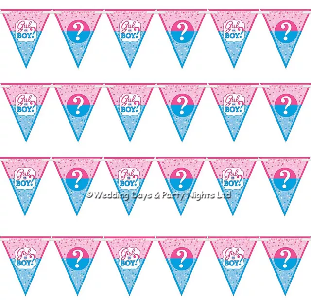 15ft Girl or Boy Banner Baby Shower Gender Reveal Flag Bunting Party Decorations