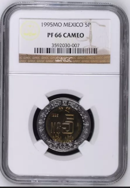 Mexico 1995 Mo N$5 Pesos NGC Proof PF 66 Cameo Scarce