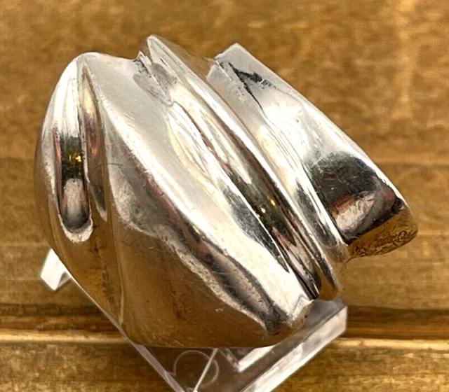 Vtg. Taxco Chunky Modernist Sterling Silver 925 Ring 18g Sz. 9 BBM665