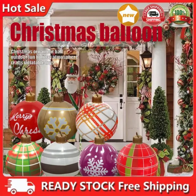 60cm Inflatable Toy Ball Waterproof Christmas for Indoor Outdoor Decoration PVC