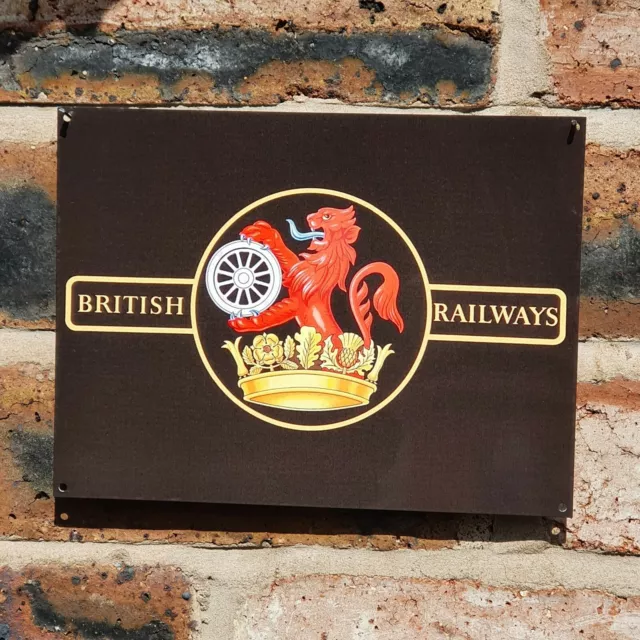 British Rail Lion & Crown Railway Sign | 20x15cm Aluminium Rail / Train Gift