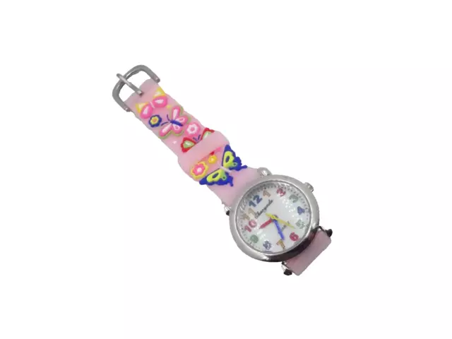 Mädchen Uhr Rosa mit Schmetterlingen Analog Quarz Armbanduhr Trendig & Chic