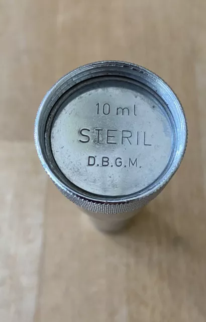 Aufbewahrungszylinder -Metall Behälter -Glas-Spritze Aesculap Isocal - D.B.G.M.
