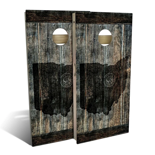 Ohio Black State Flag Cornhole Board Set