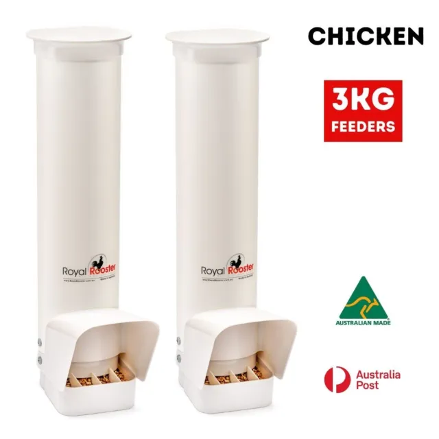 ROYAL ROOSTER Chicken / Poultry Coop Feeder - Two Feeders