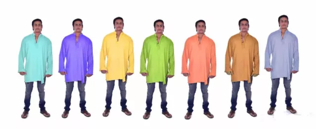 Camisa kurta de algodón para hombre indio, talla grande, color sólido,...