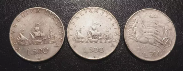 Met - Lotto Di 3 Monete Da Lire 500 Citta'  Varie Annate 1960 -'61 - '61 Argento