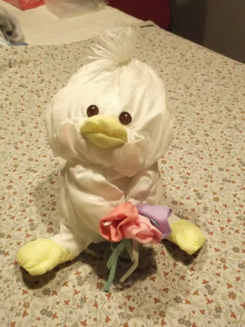 Peluche Doudou Vintage 1988 Puffalump Fisher Price Poussin Canard Fleur....30Cm