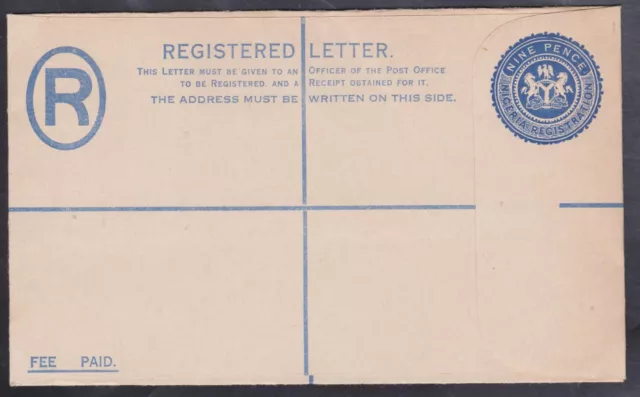 Nigeria 9d. Registered Letter Envelope - Size G - Issued 1961 - NOT USED