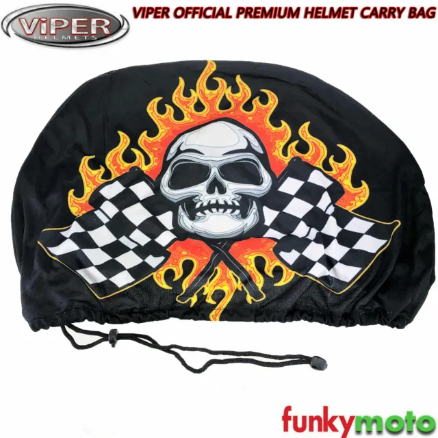 Sac de casque de moto Viper Premium officiel cordon de serrage crâne Graphique