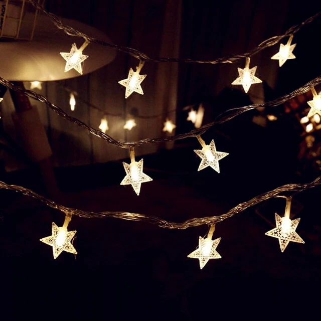Navidad Gigante 12cm Stars Cuerda Fairy Luces LED Decoración 3.4m Baterías Req