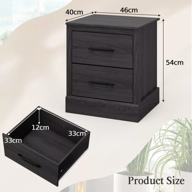 2 Drawer Nightstand Bedside Table Compact Sofa End Table with Storage Drawers 2