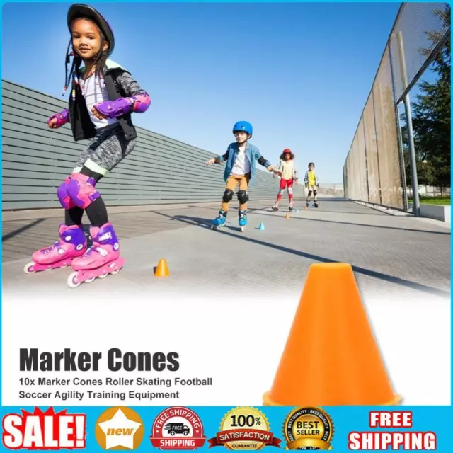 10x Marker Cones Roller Skating Football Soccer Training Equipment (Orange)