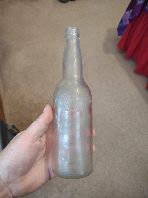 Vintage GBS Clear Glass Embossed Beer Bottle Baltimore, MD. Collectible Used