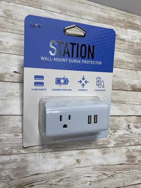 Wall Mount  Surge Protector Outlet Extender 2 Usb Port Plugs