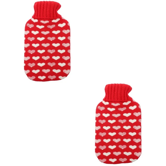 2 Set Bottiglia Termica Cotone Sacchetti Acqua Calda Sacchetti Terminici Per L'Inverno Red