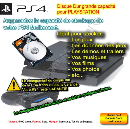 Disque dur 1000 Go 1 to  pour playstation 4 PS4 Sony
