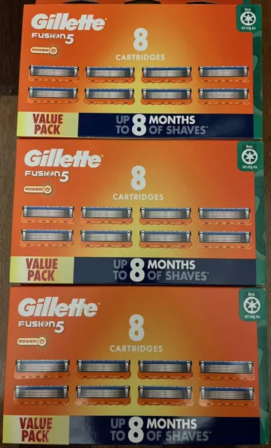 Genuine Gillette Fusion 5 Power Value Pack 24x Shaving Blades Cartridges