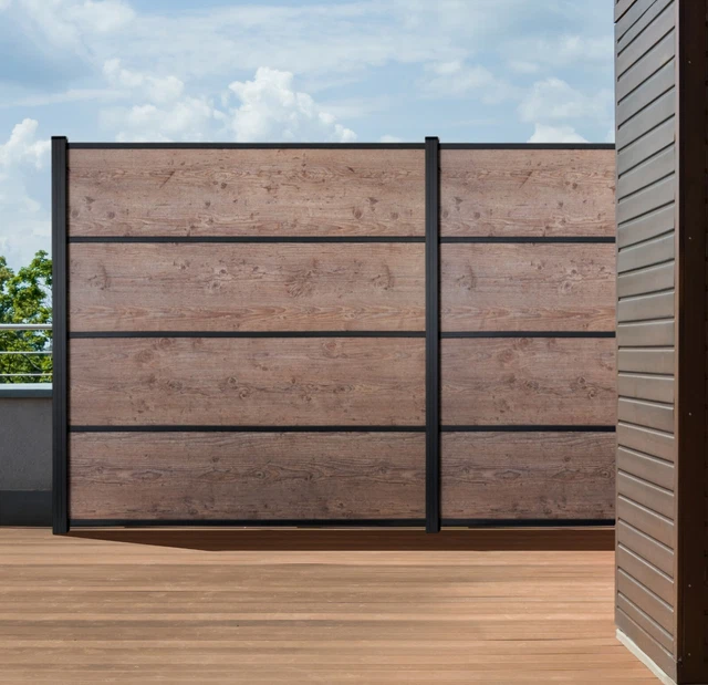 IKAYAA WPC Zaun Komplettset 526x186cm - Grauer Sichtschutzzaun Aus Holz-Kunststoff