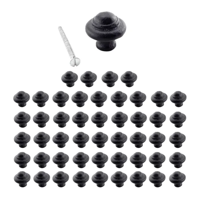 50 Cast Iron Cabinet Knob Black Round 1-1/8" Dia. | Renovator's Supply