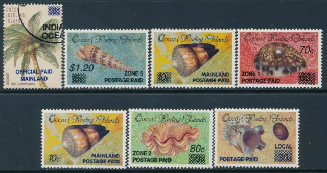 1990-1991 Cocos Islands Surcharges Overprints Set Of 7 Fine Mint Mnh & Cto (C)