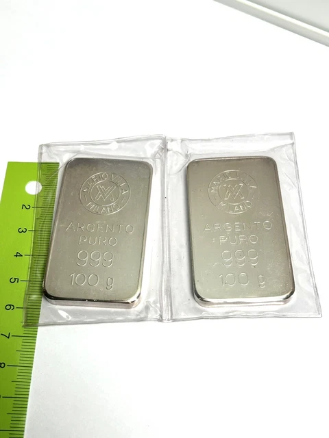 LINGOTTI ARGENTO 999 100 100 Grammi MARIO VILLA MILANO In