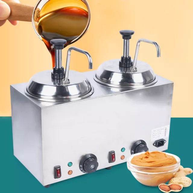 1600W Commercial Hot Fudge Warmer Nacho Cheese Sauce Warmer w/ Pump Dispenser US