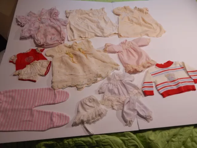 Vintage Beautiful Doll Clothes Lot of 10. Different sizes.