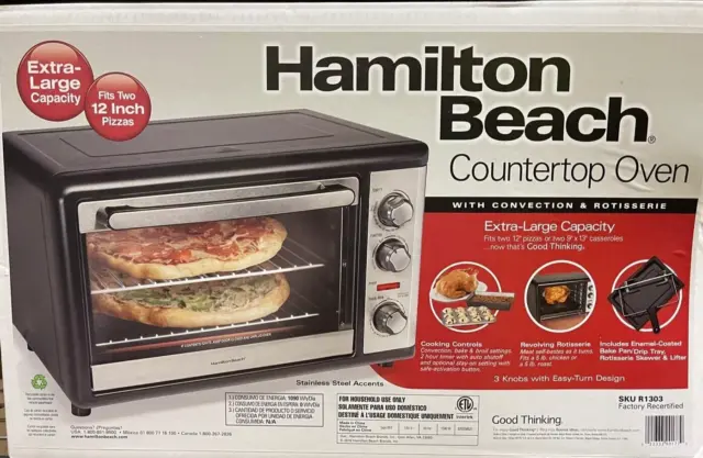 Hamilton Beach Countertop Toaster Oven Pizza Maker Stainless Steel Reconditioned