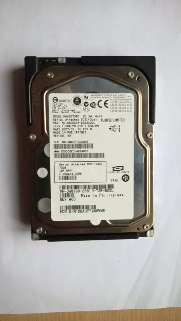 DELL 0H8799 73GB 15K RPM FUJITSU Disque dur SCSI SAS 3.5 MAX3073RC