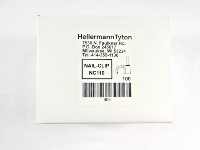 Cable Nail Clip NC110 Hellermann Tyton, 0.43" Diameter, PP ST, Black, 1000 COUNT