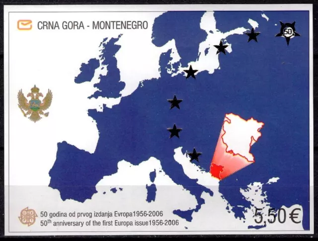 Montenegro Europa Cept 2006 50 Th Année Du Europe Souvenir Feuille MNH
