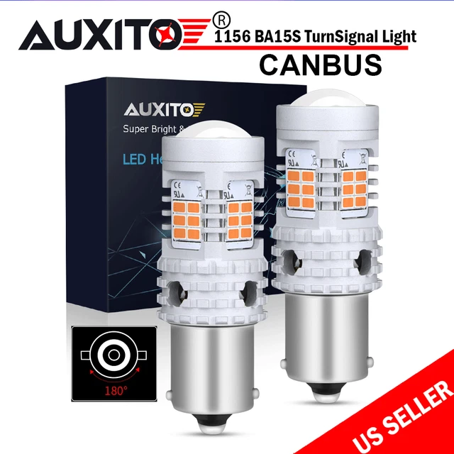 2x Amber 1156 BA15S P21W LED Turn Signal Light Bulb CNABUS For Honda CR-V 02-06