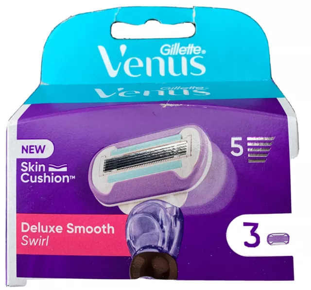 Gillette Venus Deluxe  Smooth  Swirl Blades Refills Pack of 3