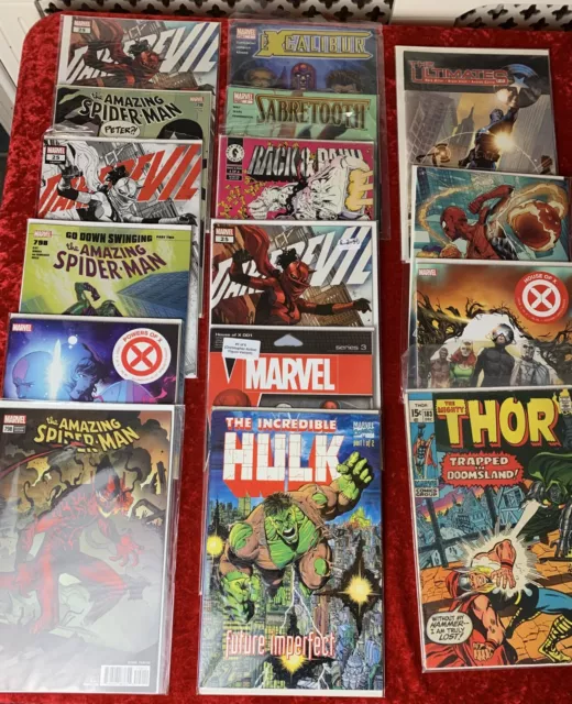 job lot bundle 16 comics collection marvel hulk spiderman thor x men daredevil