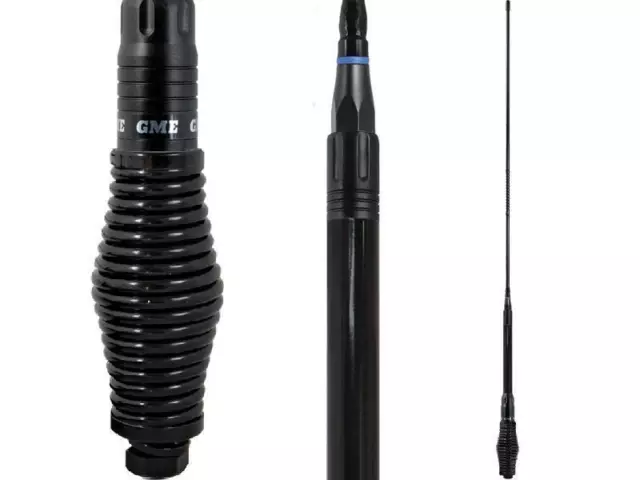 GME AE4018BK1 FULL BLACK HEAVY DUTY HI GAIN Antenna UHF BLACK SPRING 6.6DBi