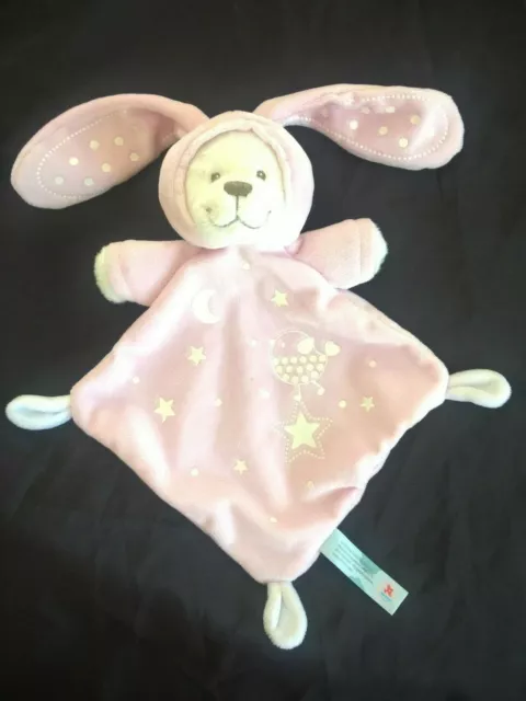 Doudou plat Ours déguisé Lapin blanc rose luminescent étoile Oiseau simba 3 disp
