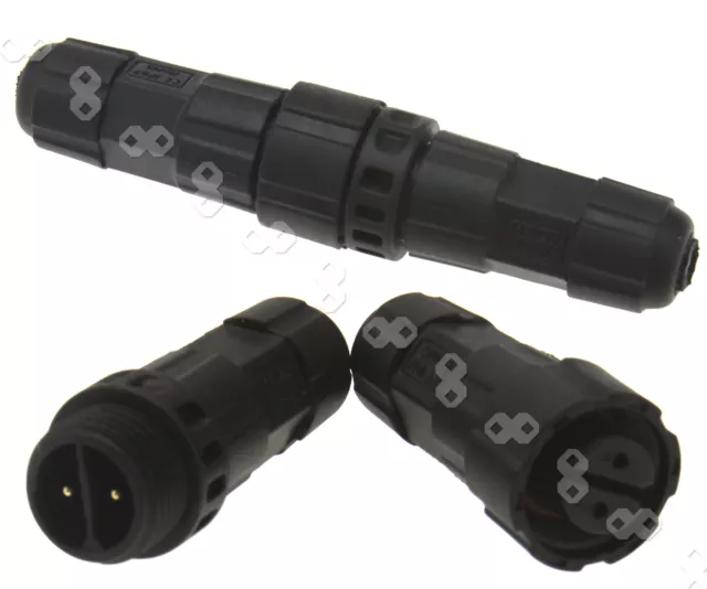 2X IP62 2 Pins Assembled Waterproof Electrical Cable Connector Plug Socket