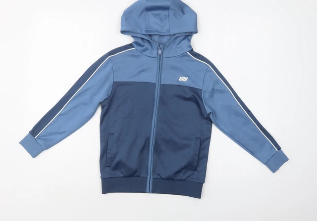 Felpa con cappuccio blu poliestere George Boys cerniera intera taglia 7-8 anni cerniera