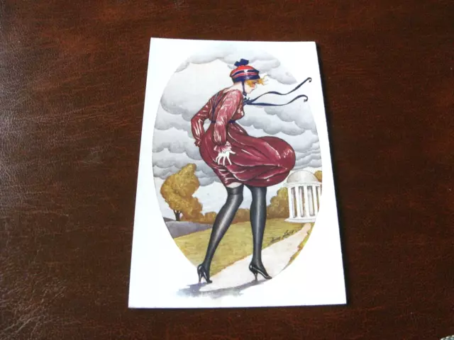 Original Xavier Sager Art Nouveau Glamour Risque Postcard,Les Vents.