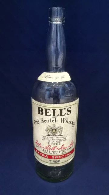 Vintage Bell's Old Scotch Whisky Large Empty Embossed Bottle 4.5 Litres/8 Pints