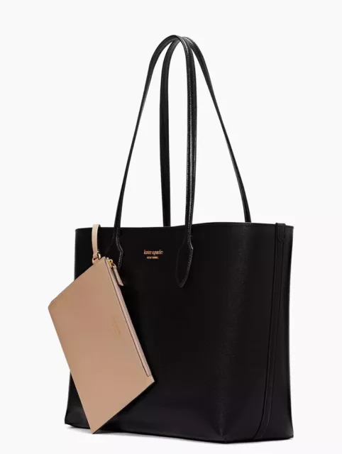 Kate Spade New York Bleecker Saffiano Leather Large Tote Bag Black & Tan - NEW