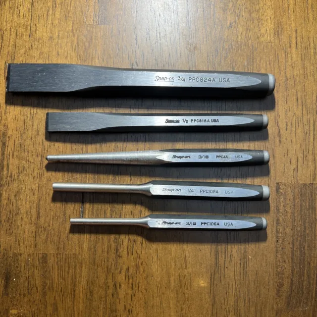 Snap-on Chisel Punch 5 Piece Set 3/4,1/2,3/16,1/4,3/16