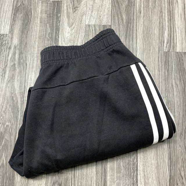 ADIDAS Stretch Waist  Black White Side Stripes Jogger Pants Boy's Size Medium