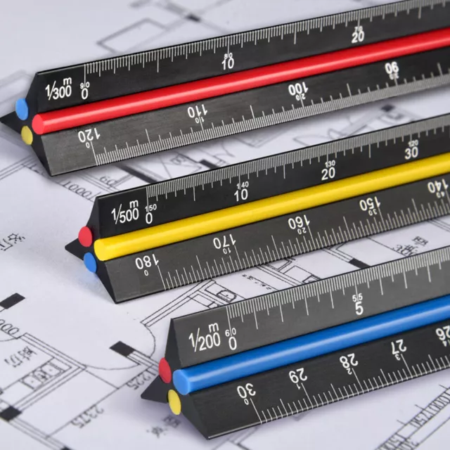 30cm Aluminium Triangular For Blueprint Artists Classroom Architect Scale Ruler