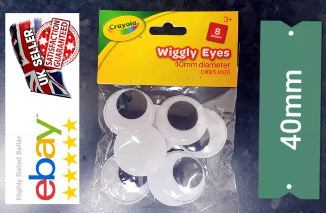 NEW CRAYOLA LARGE SIZE 40mm WIBBLY  EYES| GOOGLY EYES| ART CRAFT'S| UK SELLER