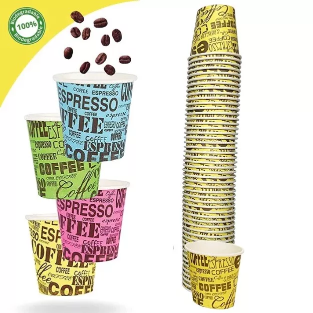 1000 pz BICCHIERE DI CARTA PER CAFFè TEAM BIO 75 ML CAFFè BICCHIERINI GIALLI