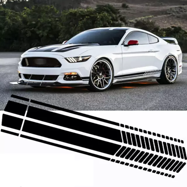 Black Side Door Fender Skirt Racing Stripes Decal Sticker Trim For Ford Mustang