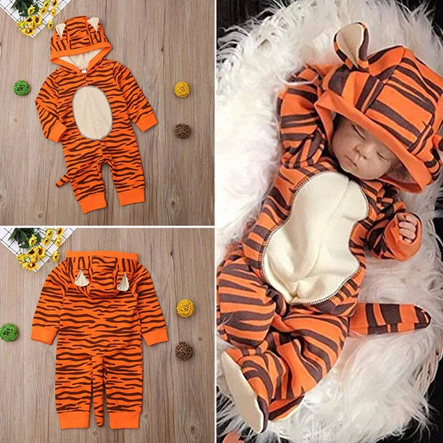 Tiger Hooded Romper Jumpsuit Bodysuit Clothes Newborn Baby Boy Girl Outfits